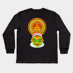 3D Traditional Kathakali mask Kids Long Sleeve T-Shirt